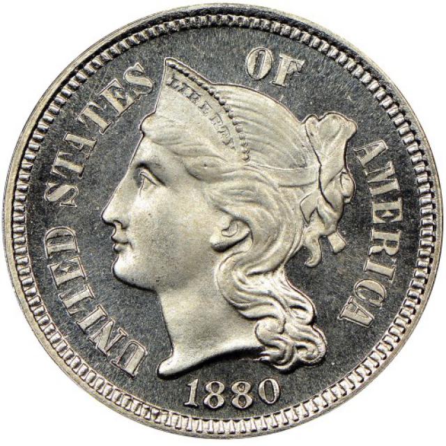 Монета Three Cent Nickel, 3 центи 1880, США, США