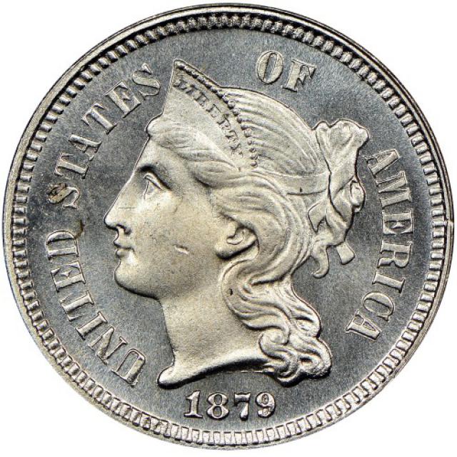 Монета Three Cent Nickel, 3 центи 1879, США, США