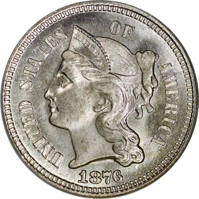 Монета Three Cent Nickel, 3 центи 1876, США, США