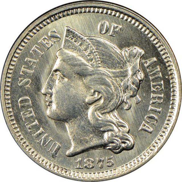 Монета Three Cent Nickel, 3 центи 1875, США, США