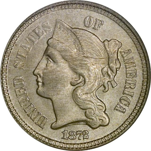 Монета Three Cent Nickel, 3 центи 1872, США, США