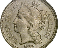 Монета Three Cent Nickel, 3 центи 1872, США, США