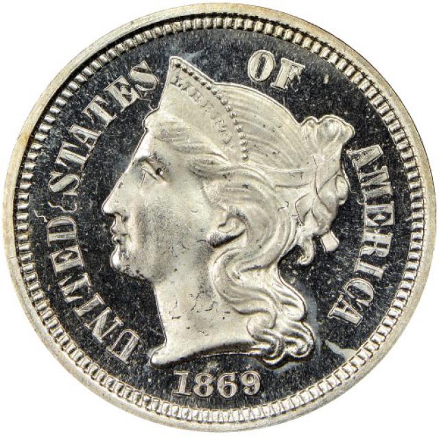 Монета Three Cent Nickel, 3 центи 1869, США, США