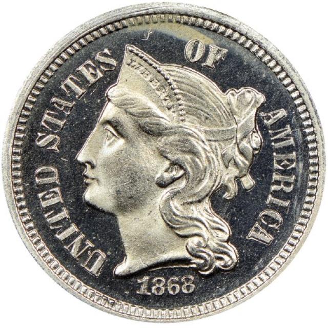 Монета Three Cent Nickel, 3 центи 1868, США, США