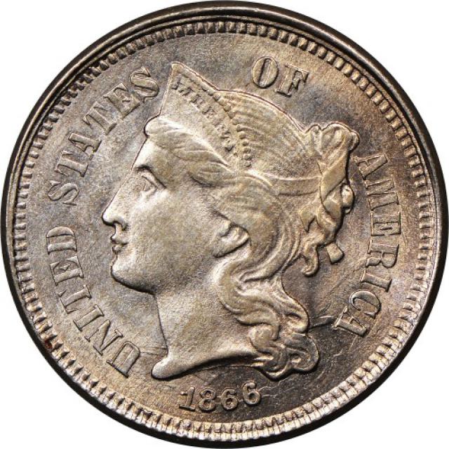 Монета Three Cent Nickel, 3 центи 1866, США, США