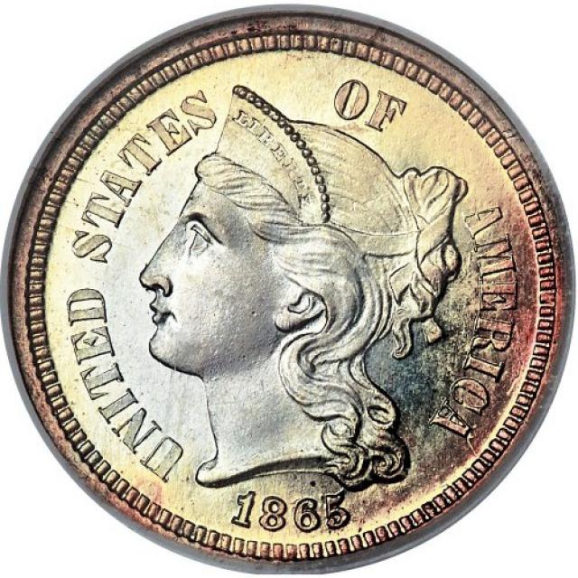 Монета Three Cent Nickel, 3 центи 1865, США, США