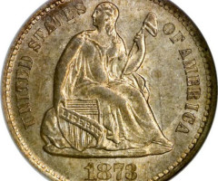 Монета Свобода, що сидить, ½ дайма 1873, США, США