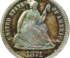Монета Свобода, що сидить, ½ дайма 1871, США, США