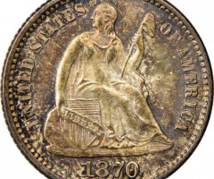 Монета Свобода, що сидить, ½ дайма 1870, США, США