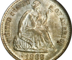 Монета Свобода, що сидить, ½ дайма 1868, США, США