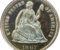 Монета Свобода, що сидить, ½ дайма 1867, США, США