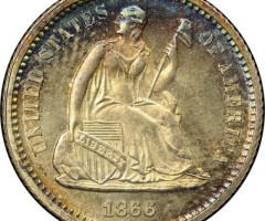 Монета Свобода, що сидить, ½ дайма 1866, США, США