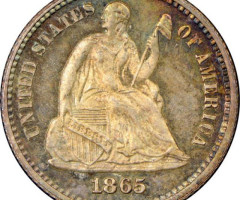 Монета Свобода, що сидить, ½ дайма 1865, США, США