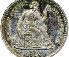 Монета Свобода, що сидить, ½ дайма 1864, США, США