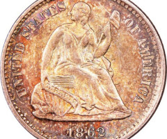 Монета Свобода, що сидить, ½ дайма 1862, США, США