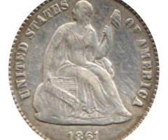 Монета Свобода, що сидить, ½ дайма 1861, США, США