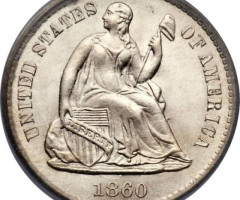 Монета Свобода, що сидить, ½ дайма 1860, США, США
