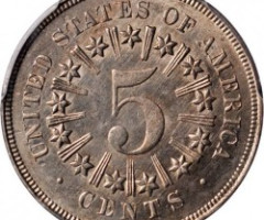 Монета Щит Союзу, 5 центів 1867, США, США