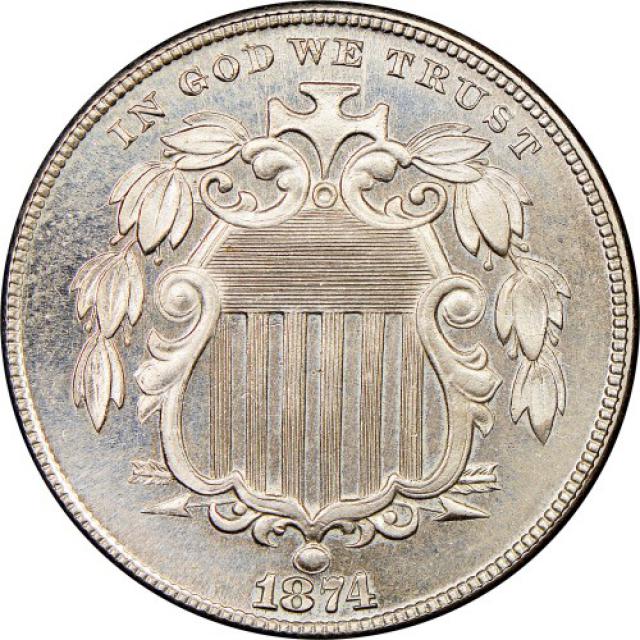 Монета Щит Союзу, 5 центів 1874, США, США