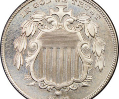 Монета Щит Союзу, 5 центів 1874, США, США