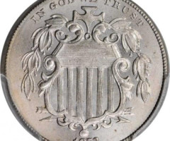 Монета Щит Союзу, 5 центів 1873, США, США