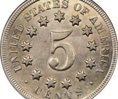 Монета Щит Союзу, 5 центів 1869, США, США