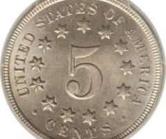 Монета Щит Союзу, 5 центів 1868, США, США