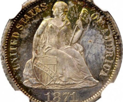 Монета Seated Liberty Dime, 1 дайм 1873, США, США