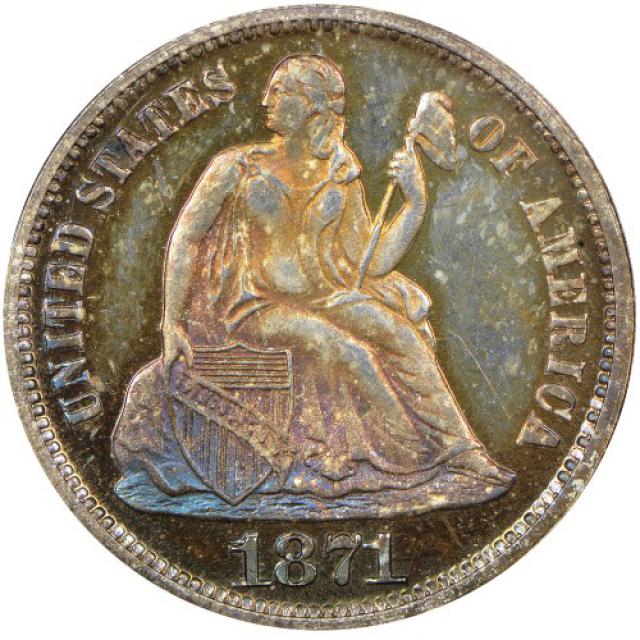 Монета Seated Liberty Dime, 1 дайм 1871, США, США