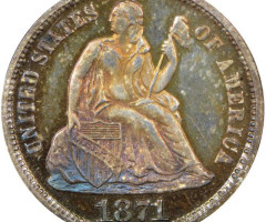Монета Seated Liberty Dime, 1 дайм 1871, США, США