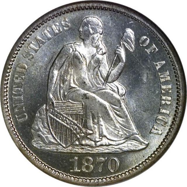 Монета Seated Liberty Dime, 1 дайм 1870, США, США