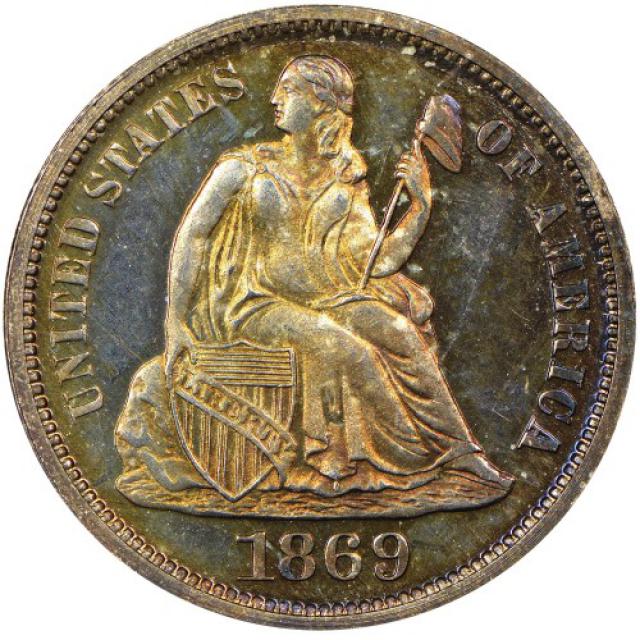 Монета Seated Liberty Dime, 1 дайм 1869, США, США