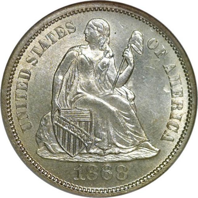 Монета Seated Liberty Dime, 1 дайм 1868, США, США
