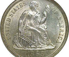 Монета Seated Liberty Dime, 1 дайм 1868, США, США