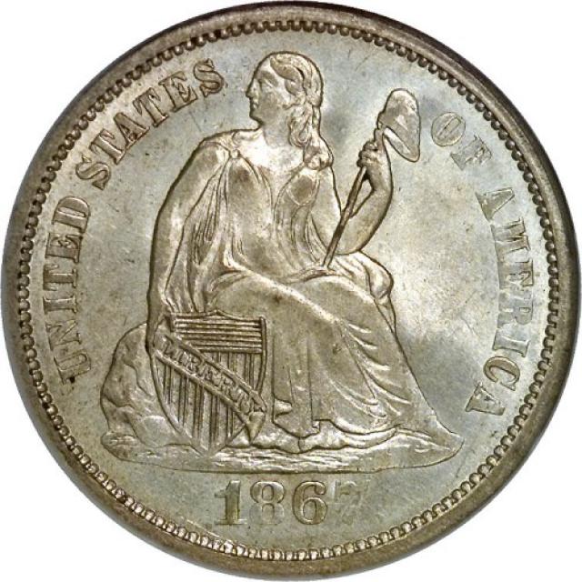 Монета Seated Liberty Dime, 1 дайм 1867, США, США