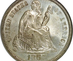 Монета Seated Liberty Dime, 1 дайм 1867, США, США