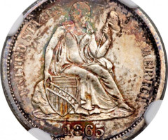 Монета Seated Liberty Dime, 1 дайм 1865, США, США