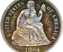 Монета Seated Liberty Dime, 1 дайм 1864, США, США