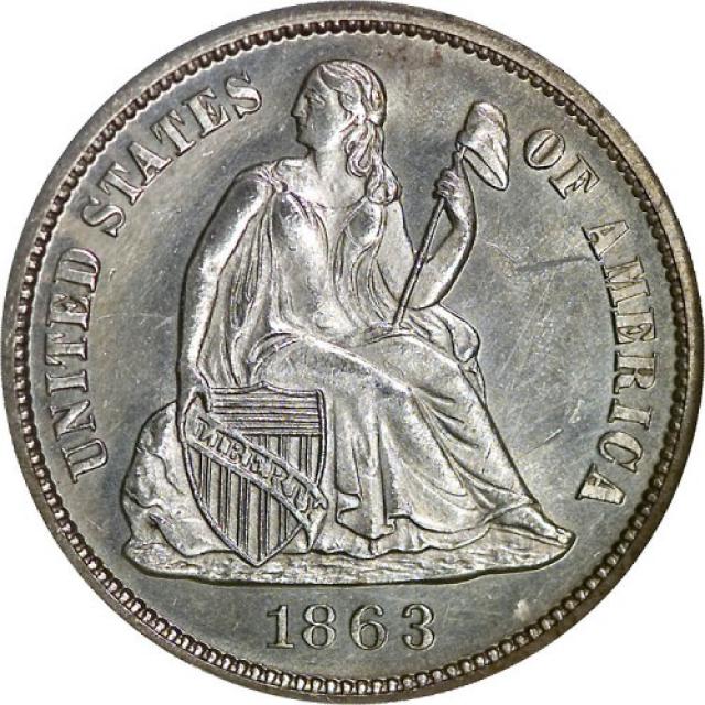 Монета Seated Liberty Dime, 1 дайм 1863, США, США