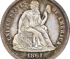 Монета Seated Liberty Dime, 1 дайм 1861, США, США