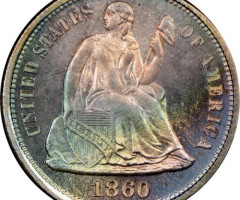 Монета Seated Liberty Dime, 1 дайм 1860, США, США
