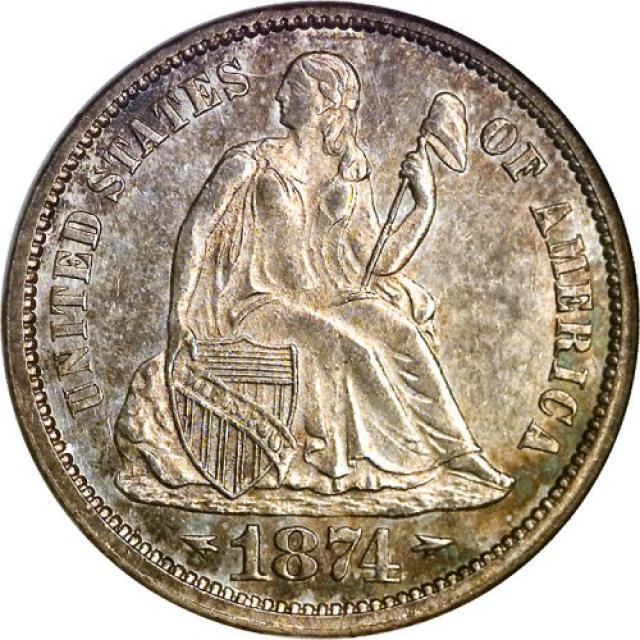 Монета Seated Liberty Dime, 1 дайм 1874, США, США