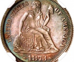 Монета Seated Liberty Dime, 1 дайм 1873, США, США