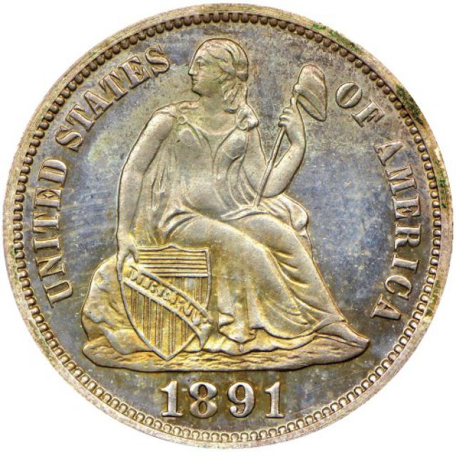 Монета Seated Liberty Dime, 1 дайм 1891, США, США