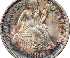 Монета Seated Liberty Dime, 1 дайм 1890, США, США