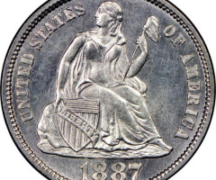 Монета Seated Liberty Dime, 1 дайм 1887, США, США