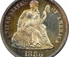 Монета Seated Liberty Dime, 1 дайм 1886, США, США
