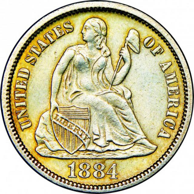 Монета Seated Liberty Dime, 1 дайм 1884, США, США