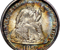 Монета Seated Liberty Dime, 1 дайм 1877, США, США