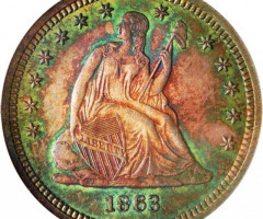 Монета Seated Liberty Quarter, ¼ долара 1863, США, США